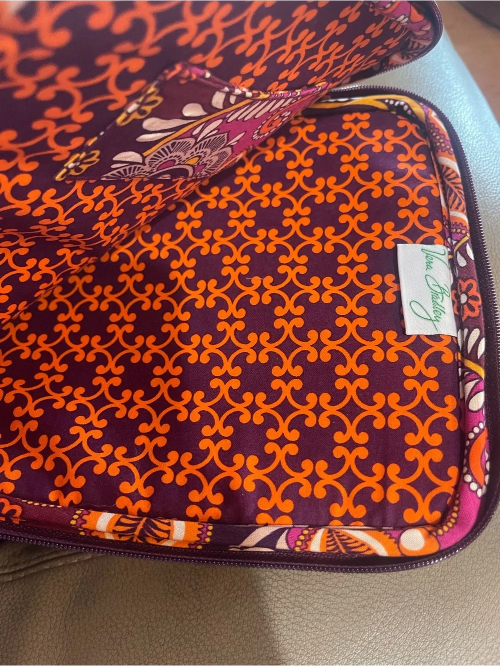 Vera Bradley Quilted Floral Tablet Sleeve in Purple and Orange
